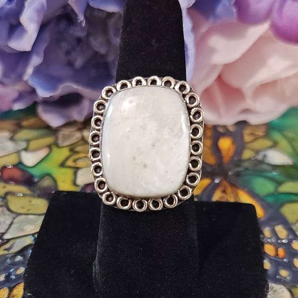 Opal 925 Silver Gemstone Ring - Size 7 - Picture 1 of 7